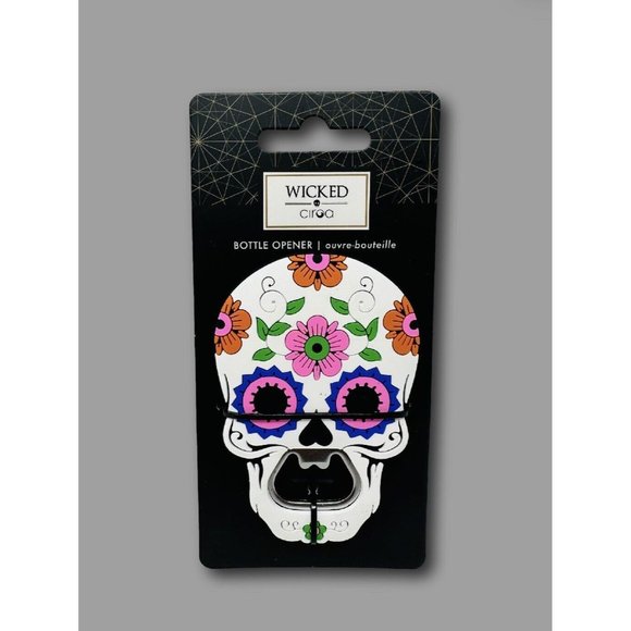 Wicked Flower Skull Day of the Dead Bottle Opener Dia de los Muertos - Picture 1 of 2